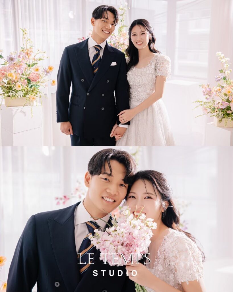 大阪で韓国フォトウェディングを楽しむ新郎新婦